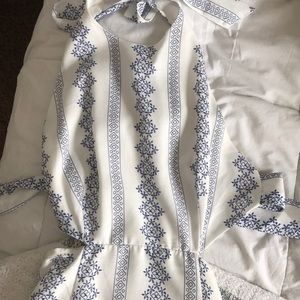 White/blue maxi dress